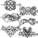 Syhood 6 Pcs Vintage Celtic Hair Accessories Silver Viking Hair Slide Hairpins Celtic Hairs Clips Knot Stick Vintage Metal Barrette Pin Retro Accessories for Women