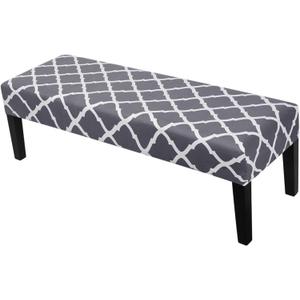 SearchI Dining Bench Cover, Stretch Washable Long Bench Seat Covers, Rectangle Dining Table Bench Slipover for Dining Room, Living Room, Kitchen(Grey Rhombus)