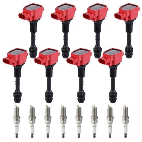 CarBole UF510 E1010 Ignition Coils Spark Plugs Set Replacement for Nissan QX56, Infiniti Titan Armada Pathfinder NV2500 NV3500