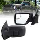 Left Driver Side Door Mirror Compatible With 2021 2022 2023 2024 2025 Ford F150 With Power Glass Manual Folding Heated Matte Black Replace#ML3Z17683UA(5Pins)