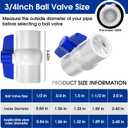16PCS 3/4" PVC Ball Valve,SCH40 Slip PVC Water Pipe Valve with Easy Turn Blue T-Handle, Shut-Off Ball Valve Socket for Water Project, Swimming Pool, Sewage Pump, Outdoor Plumbing & Irrigation System