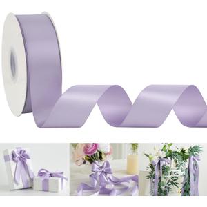 HUIHUANG Purple Satin Ribbon 1-1/2 inch x 50 Yards Lavender Purple Ribbon Double-Faced Satin Ribbon for Gift Wrapping, Bows, Flower Bouquet, Eternal Roses, Crafts, Wedding Holiday Party Decor