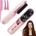 Go Brush Pro 2026 Cordless Hair Straightener Brush, 300 Million Negativelonic Portable Hair Straightener Comb for Women with 4 Temps Fast Heating, LCD Display, MCH Ceramic Coating, Smooth Frizz