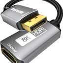 DisplayPort 1.4 to HDMI 2.1 Adapter [8K@60Hz, 4K@120Hz] Unidirectional DP Source to HDMI Display Converter Display Port Adapter for PC RTX/AMD Card - Not Work with PS5