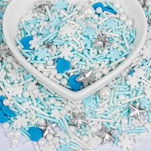 Twisweet Edible Sprinkles for Cake Decorating, Frozen Theme Snow Pearl Star Sugar Sprinkles Mix Baking Candy, Cupcake Topper Cookies Ice Cream Cake Decorations, Birthday Wedding Christmas Winter Themed Party Supplies (130g/4.58oz) (EXP 05/01/26)