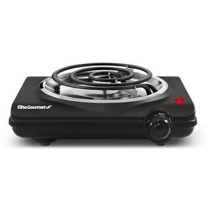 Elite Gourmet ESB100B Countertop Single Coiled Burner Electric Hot Plate, Temperature Control, Indicator Light, Easy to Clean, Black