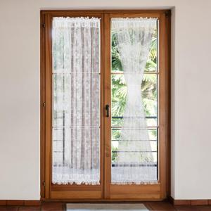 Semi Sheer French Door Curtain 72 Inches Sidelight Privacy Voile Curtains for Living Room Sliding Door with Bonus Tiebacks, 2 Pieces White