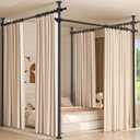Room Divider for Room Separation,4-10ft(H) 28-209inch(W) Adjustable Temporary Privacy Wall Divider, Tension Curtain Rods No Drilling, Heavy Duty Partition Space Separator Freestanding,Black