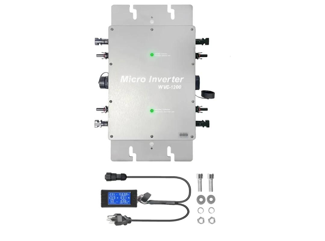Y&H 1200W Solar Grid Tie Micro Inverter with AC Data Monitoring Display Screen Waterproof IP65 MPPT DC28-50V PV Input AC80-160V Output for 36V Solar Panel