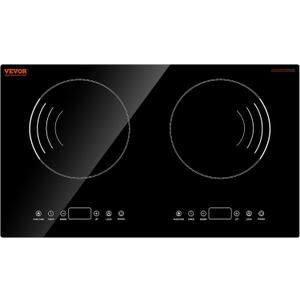 VEVOR Induction Cooktop, 1800W Electric Countertop Burner with 9 Power Settings, 2 Burner Touch Control Stove, Built-in Induction Cooktop, Include 99-Min Timer, Child Safety Lock, Glass Surface, 24in 2 Burners/110V