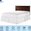 Magic Bed Skirt King Size 21 Inch Drop 100% Cotton Blend No Mattress Lifter Wrap Around Bed Skirt with Pleated Split Corners - Color White