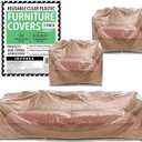 IMPRESA Variety 3 Pack Furniture Covers, Includes 1 Clear Plastic Couch Cover and 2 Armchair Covers, Reusable and Lightweight Sofa Protector for Moving, Storage and Seasonal Use, 2 Mil Thick