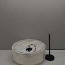 3 Light Double Drum Semi Flush Mount Ceiling Light, Close to Ceiling Light Fixture, 16 Inch with Fabric Linen Shade, Black Brass, for Living Room, Bedroom, Dining Room,Hallway and Entryway