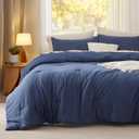 Bedsure Oversized Queen Comforter Set, Navy Soft Prewashed Bedding for All Seasons, 3 Pieces GentleSoft™ Bed Set, 1 Lightweight Comforter (98"x98") and 2 Pillowcases (20"x26")