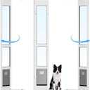 Dog Door for Sliding Glass Door with Magnetic Flat, Installed on Either Left or Right Side. Sliding Door Pet Doggie Door Insert with Lock, Adjustable Height No-Cut Required Doggy Door (Large 11''16.3'' Flap Size)