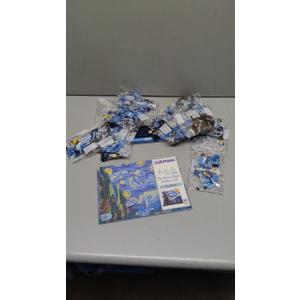 The Starry Night Building Set with LED Lights - 1501PCS Artwork 3.6MM Mini Blocks Building Sets for Adults, Famous Paintings Architecture Projects Home Art Decor Easter Gift for Men Women