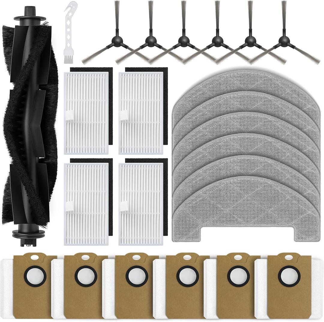 Bluevisk MS1 MAX Replacement Parts for For MONSGA MS1 MAX Robotic Vacuum Cleaner Parts with 1 Roller Brush, 4 HEAP, 6 Mop, 6 Dust Bags, 6 Side Brushes, 1 Clean Brush