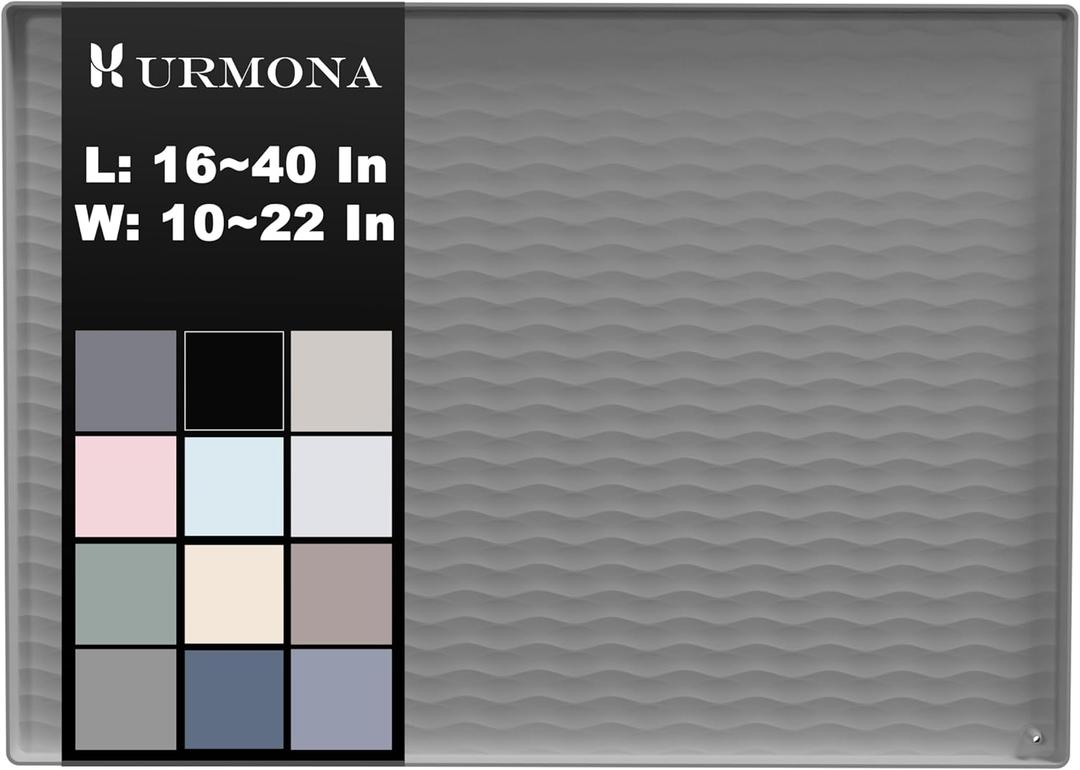 URMONA 19'' x 19'' Waterproof Silicone Under Sink Mat Cabinet and Counter Protector, Shelf Liner for Kitchen and Bathroom, Storage and Organizers, Litter Mat, Pet Cat Puppy EssentialsWhite Sand