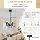 Black Chandelier for Dining Room, Rustproof 6-Light Farmhouse Chandelier Light Fixture, 47Inches Modern Candle Hanging Light for Bedroom, Adjustable Rope, E12 Small Base, Bulbs Not Included