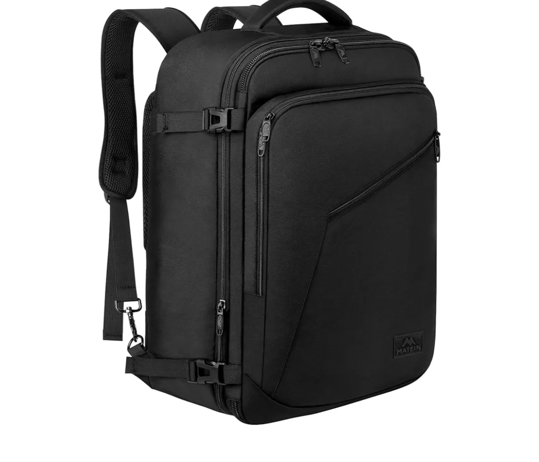 MATEIN Carry on Backpack, Extra Large Travel Backpack Expandable Airplane Approved Weekender Bag for Men and Women, Water Resistant Lightweight Daypack for Flight 40L, Black