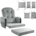 HOMBYS Glider Rocker Replacement Cushions 5 PCS with Storage Side Pocket, Velvet Fabric, Foam & Microfiber Filling, Non-Slip & Washable,Thickened & Supportive for Glider Rocking Chair-Light Grey, 22"W*21.2"L