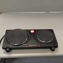 Elite Gourmet EDB-302BF# Countertop Double Cast Iron Burner, 1500 Watts Electric Hot Plate, Temperature Controls, Power Indicator Lights, Easy to Clean, Black