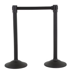 US Weight Sentry Stanchion with Retractable Belt, Easy Connect Assembly, Black, 6.5' Belt (2 Pack)