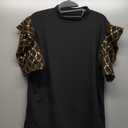 acelyn Women Sexy Sparkle Shimmer Sequin Top See Through Mesh Puff Short Sleeve Tunic Shirt Holiday Party, Gold, 3 XL