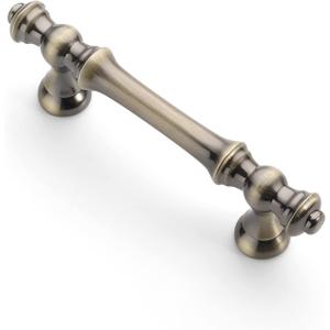 Asidrama 10 Pack 3 Inch(76mm) Brushed Antique Brass Kitchen Cabinet Handles, Cabinet Pulls Kitchen Cabinet Hardware for Cupboard Drawer Pulls (3" Hole Center)