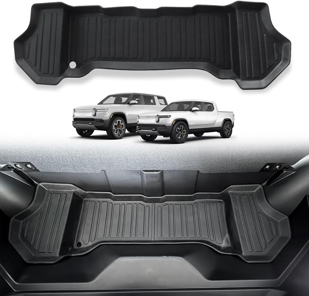 BestEvMod for Rivian R1T R1S All-Weather Front Trunk Mat TPE Material Rubber Cargo Liner Compatible with Rivian R1T R1S 2022 2023 2024 Accessories (Lower Layer)