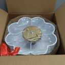 Gold Semi Flush Mount Ceiling Light, 3-Light 12.5" Ceiling Lighting Fixtures with Fabric Shade in Flower Shape, Farmhouse Brass Drum Lights for Nursery Hallway Bedroom, AD-22007-3SF-GD