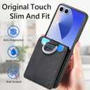 Wallet Case for Samsung Galaxy Z Flip 7 with 3 Card Slots Holder and Ring, Luxury PU Leather Kickstand Shockproof Protective Cover for Galaxy Z Flip7 LZQB Black