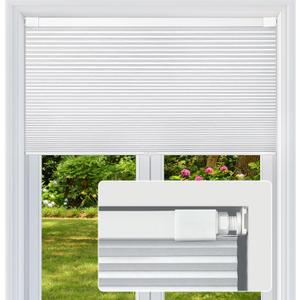 Cordless Cellular Shades, No Drill No Tools Honeycomb Window Blinds, Blackout Light Blocking Cellular Shades for Window, Thermal Insulation Blinds, Easy to Install, White 42" W x 64" H