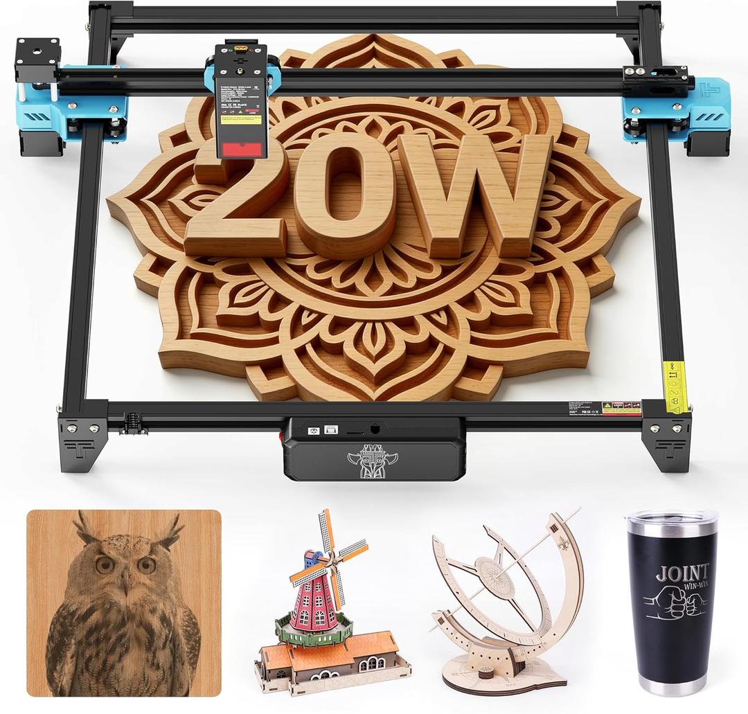 Twotrees TTS-20 Pro Laser Engraver, 20000mW Laser Engraver Machine and Cutter, Ideal for DIY Laser Engraving Projects. Processes Wood, Metal, Acrylic, and Glass 27.4-inch 23.4-inch Laser Cutter