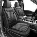 Seat Covers Fit for Ford F150 2009-2025 SuperCrew / F250 F350 F450 2017-2025 - Super Duty Crew Cab XL XLT Lariat King Ranch Platinum Custom Leather Seat Covers for Trucks(5 Seats/Black&Grey) (Full Set)