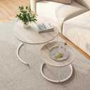 HOJINLINERO Round Coffee Table,Nesting Coffee Table Set of 2,Center Tables for Living Room,Office, Home Small Space,Stacking Side Tables,Sturdy and Easy Assembly,Wood Desktop,Oak+White,Large