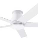 wurzee 60 inch Ceiling Fan with Light, White Flush Mount Ceiling Fan 6 Speeds DC Reversible Motor, 5 Blades, Timing, Dimmable, Memory Function for Bedroom, Kitchen, Patios