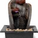 16 inch Waterfall Fountain Indoor-Tabletop Water Fountain-Outdoor Waterfall Spilling into pots Hung on monolithic Water Wall-with LED Lights-Soothing Indoor Waterfall Sounds from Water Machine