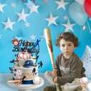RAYNAG Baseball Cake Topper Set 16 Pieces Sports Party Decorations with Baseball Stand, Baseball Theme Cake Decor for Birthday, Baseball Lover Gift