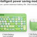 Retro Wireless Keyboard and Mouse Combo, Full-Size USB Keyboard with Round Keycaps, 2.4GHz Wireless for Desktop, Laptop and Computer (Green-Colorful)