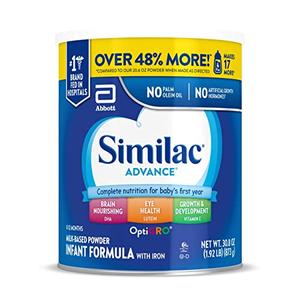 Similac Advance Infant Formula With Iron, Baby Formula Powder, 30.8-oz Value Can, BB 09/01/28, 2 pcs, BBD September 01 2028