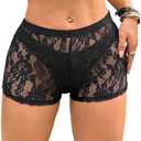 Milumia Women's Sheer Mesh Lace See Through Micro Shorts Y2k Rave Going Out Concert Mini Booty Shorts XS