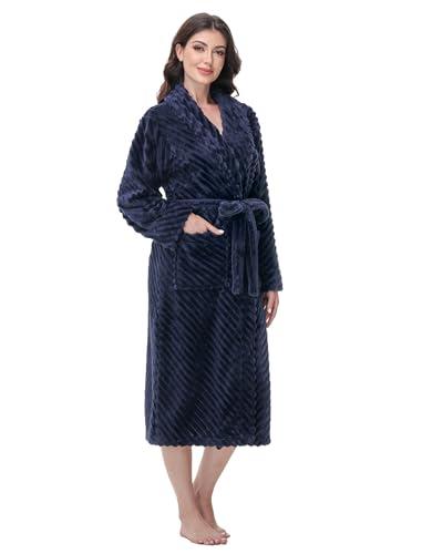 Yurhap Premium Robes for Women - Super Soft Cozy Fleece Womens Robe Plush Long Bathrobe 2XL/3XL