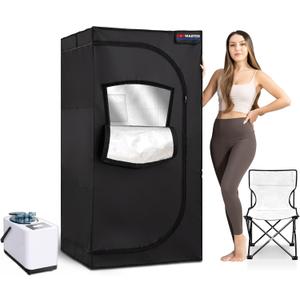 Portable Sauna Steam Tent - Full Size Home Personal Sauna Box with 3-Liter 1000W Generator, Includes Folding Chair, 9 Heat Levels