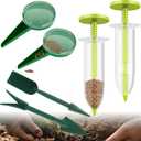 6 PCS Mini Seed Spreader, Sowing Dispenser With 5 Speeds, Small Planter Tool, Manual Seedlings Dibber and Widger Set, Handheld Sower for Tiny Seeds