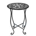 Arbuxzuy 17" Tall Round Metal Outdoor Side Tables for Patio, Decorative Black Flower Pot Stand, Rustproof Potted Holder, 120 lbs Load Capacity