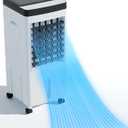 Portable Evaporative Air Cooler, Energy Efficient Swamp Cooler with Remote,80 Oscillating Bladeless Cooling Fan for Bedroom,Ice Pack, Remote,Easy Install Ideal for Room/Office (Upgrade DC Motor)