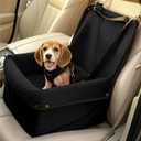 Dog Car Seat for Small Medium Dogs, Travel Pet Car Bed with Removable Waterproof Cover, Memory Foam Dog Booster Seats Up to 35 lbs, Safety Belt and Storage Pocket (Black)