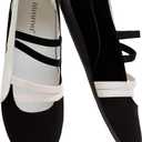 iiimmu Women Ballet Flats Mary Jane Sneakers with Elastic Straps with Cushioned Insole for Daily Wear, 7