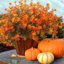 12 Bundles Artificial Fall Flowers for Outdoors Fake Plants - Faux Outside Greenery Boxwood No Fade Plastic Shrubs Decor Farmhouse Home Garden Thanksgiving (Fall Red)